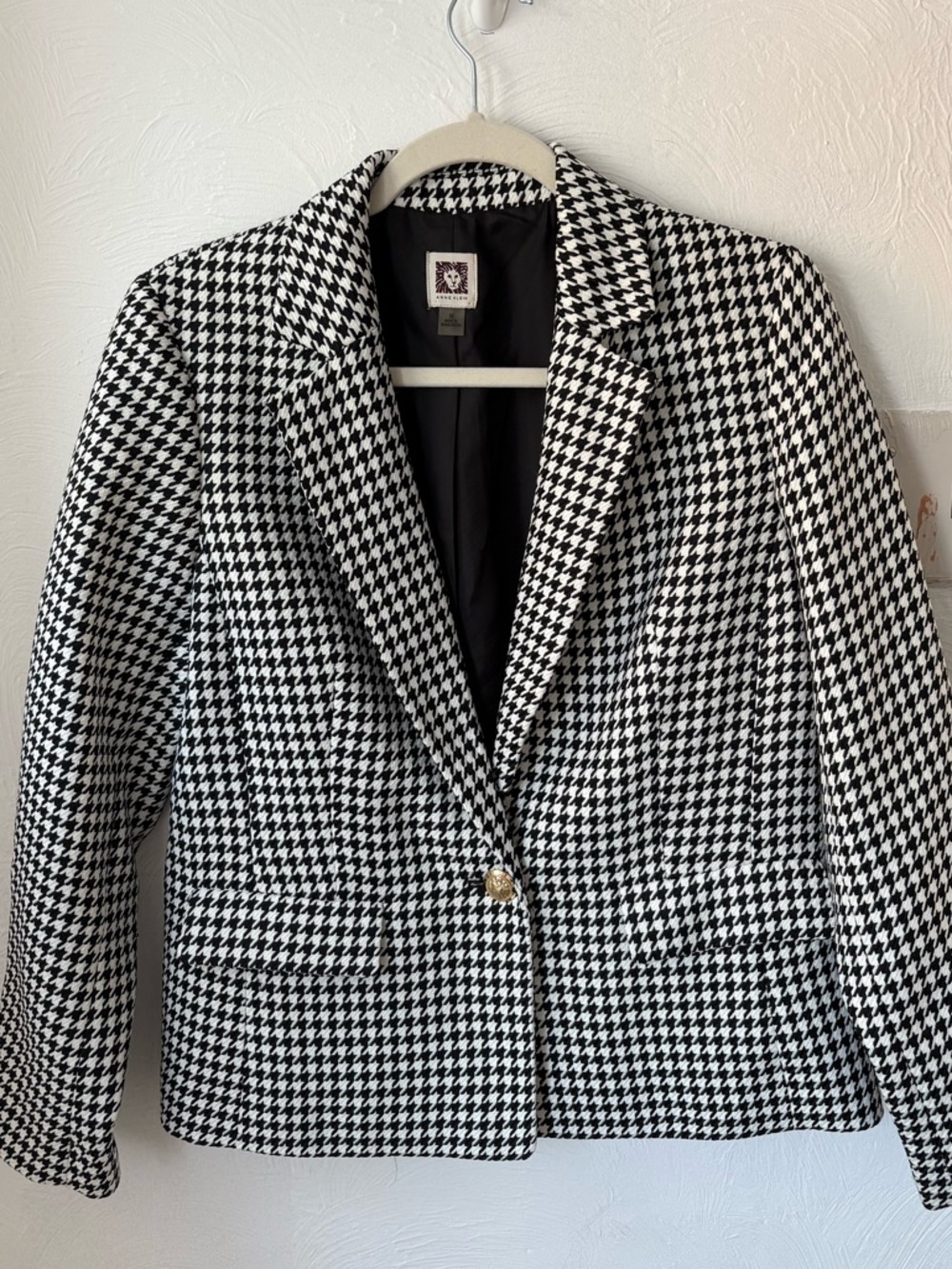 Anne Klein Black & White Houndstooth Blazer